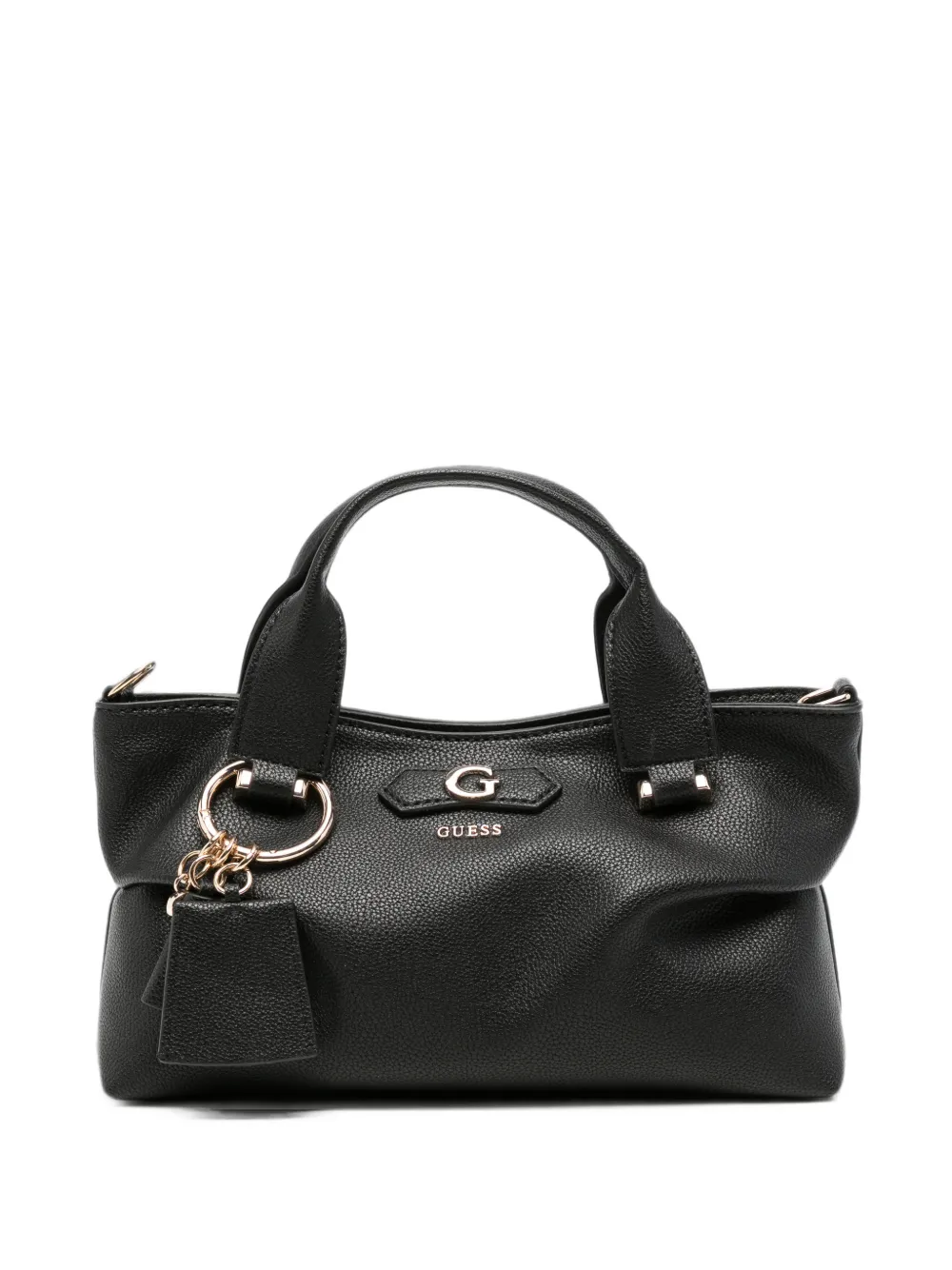 GUESS Suzy Mini Logo-Plaque Pebbled Tote Bag Black