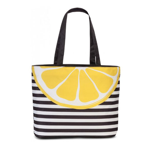 Fabrizio Large Thermal Cooler Bag For Beach & Leisure Over The Shoulder - Black With Grapefruit Design