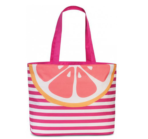 Fabrizio Large Thermal Cooler Bag For Beach & Leisure Over The Shoulder - Pink With Grapefruit Design