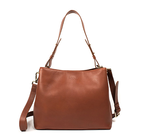 Lappella Large Hobo Bag, Tan Leather 