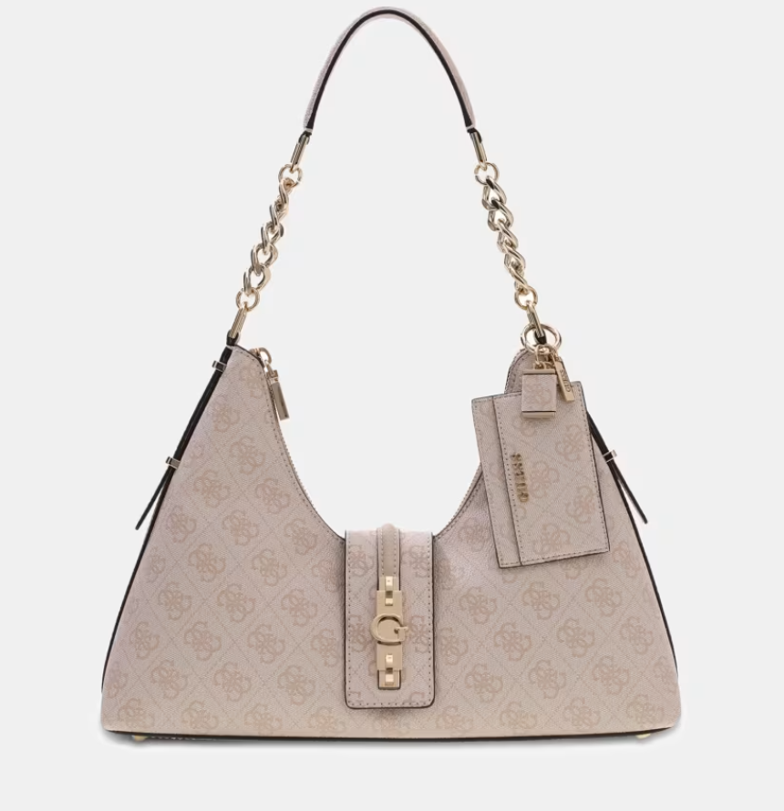 Guess Yvonne Logo  Hobo Bag Light Grey