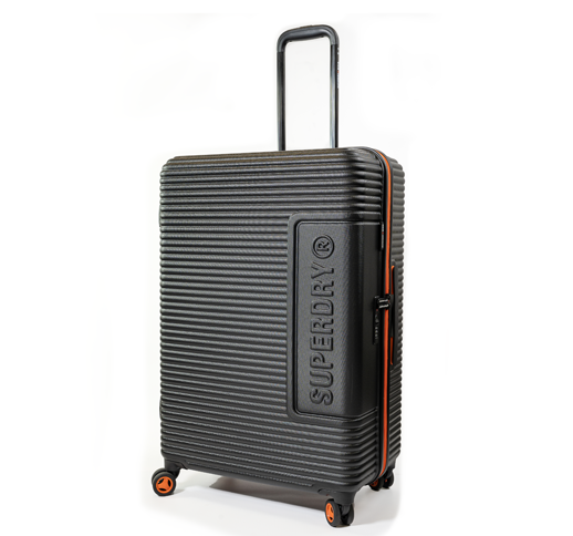 Superdry Hardsided 8 Wheel Spinner Large Suitcase Black / Orange