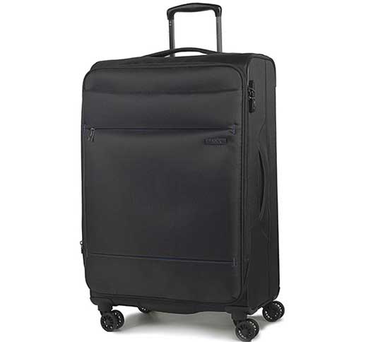 Rock Deluxe-Lite 8 Wheel Expandable TSA Lock Soft Shell Large Size Suitcase Black 72CM 