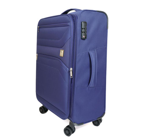 Underwood & Tanner London Soft Sided Expandable Medium Suitcase TSA Lock 4 Double Spinner Wheels 67cm - Navy