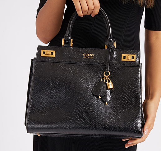 Guess Python Print Handbag, Guess Katey Luxury Satchel Black - Boros Bags