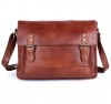 Men’s Leather Messenger Bag Medium Size, Vintage Tan Wash Leather Messenger Bag With Laptop Sleeve