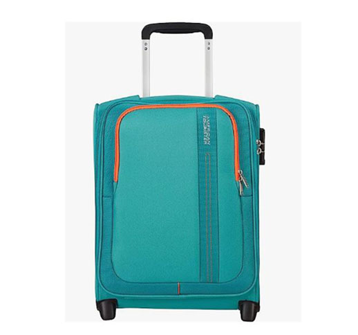 American Tourister Sea Seeker Soft Sided easyJet Approved Carry On Cabin Luggage, 2 Wheel Upright Underseater 45cm Suitcase Aqua Green