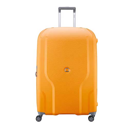 Delsey Clavel Expandable 4 Wheels Large Suitcase, Yellow Hardside Luggage 76cm