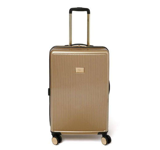 Dune London Olive 67cm Medium 4 Wheels Spinner Suitcase Gold