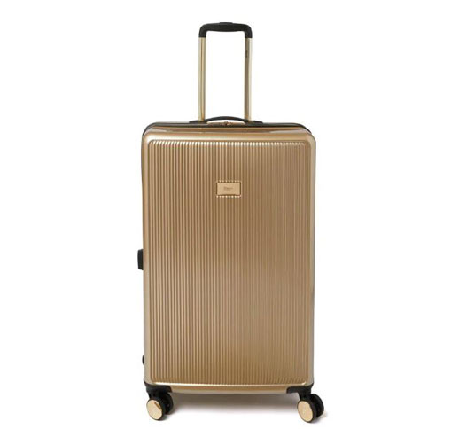Dune London Olive 77cm Large 4 Wheels Spinner Suitcase Gold