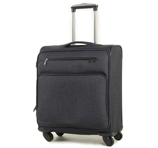 Rock Madison 4 Wheel Cabin Suitcase Black Softside Luggage 56 x 45 x 25cm