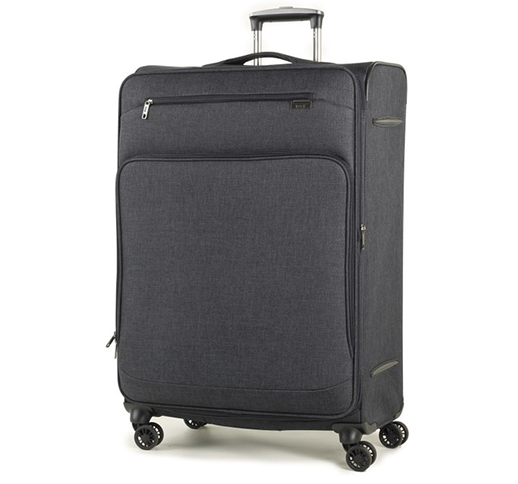 Rock Madison 4 Wheel Large Suitcase Black Softside Luggage 79cm