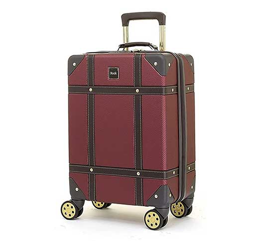 Rock Vintage Spinner Small Size 8 - Wheel Suitcase 54cm - Burgundy Cabin Case