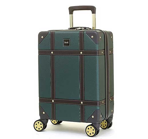 Rock Vintage Spinner Small 8 - Wheel Suitcase 54cm - Emerald Green Cabin Case